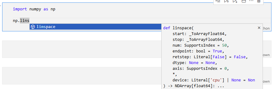 Completion numpy