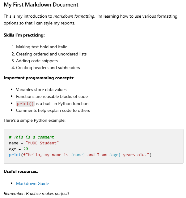 Markdown example